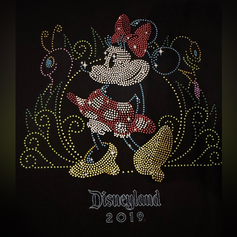 Disney Parks Minnie Mouse Rhinestone Disneyland 2019 T-Shirt XL